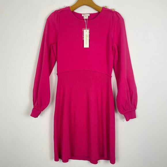 Shoshanna Julia Long-Sleeve Knit Minidress pink size Medium - Picture 2 of 8